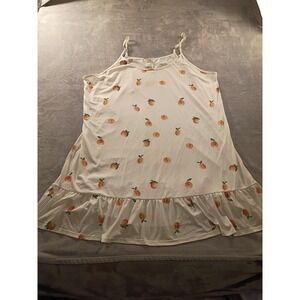 Agnes Orinda Sleepshirt Womens 4X White Peach Print Ruffle Chemise Nightgown